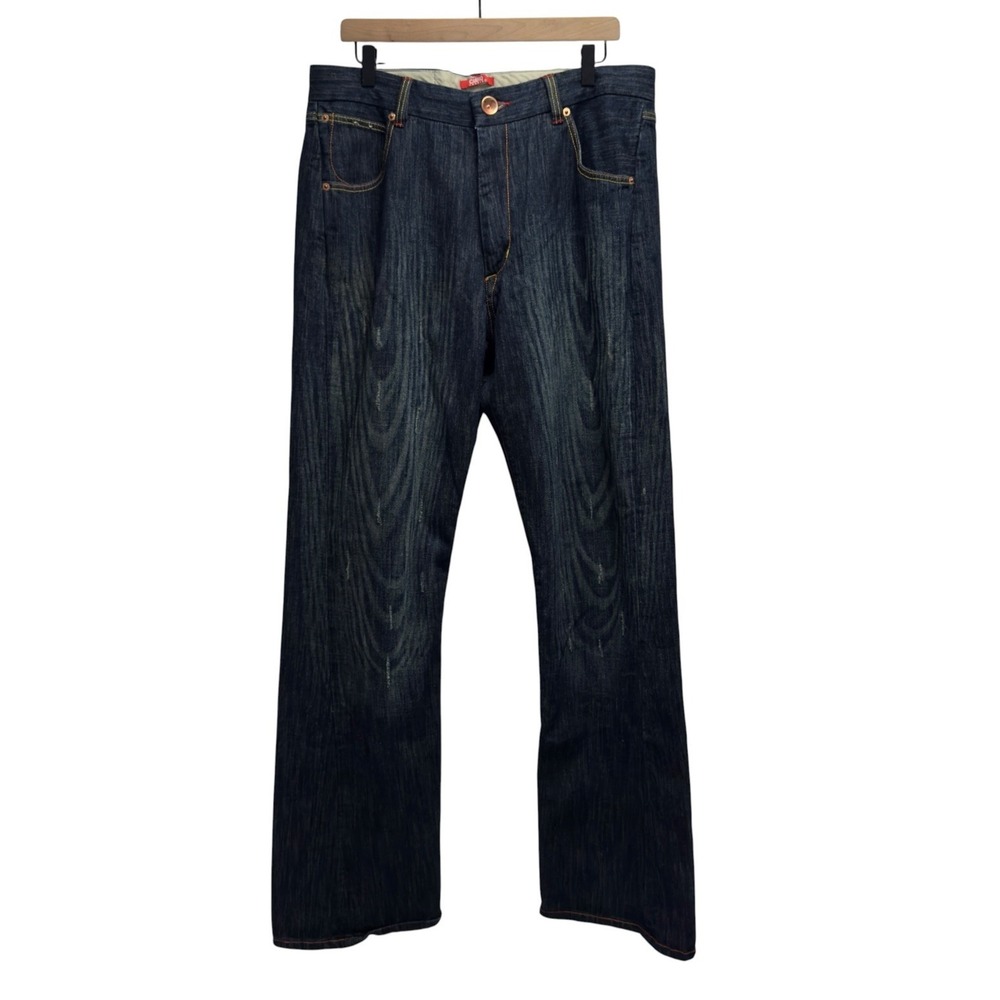 Ciano Farmer Style #900 Men's Sz 36 Loose Dark Wash Selvedge Denim Bootcut Jeans - Picture 6 of 7